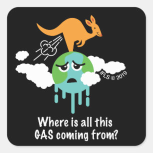Kangaroo Methane Fart Square Sticker