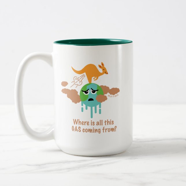 Kangaroo Methane Fart Two-Tone Coffee Mug (Left)