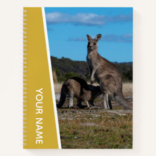 Kangaroo Mother and Baby in Australia, Gold Notebook
