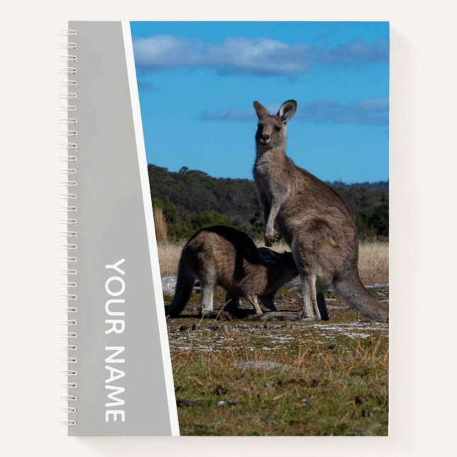 Kangaroo Mother and Baby in Australia, Silver Notebook (Front)