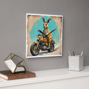 Kangaroo motorbike square wall clock