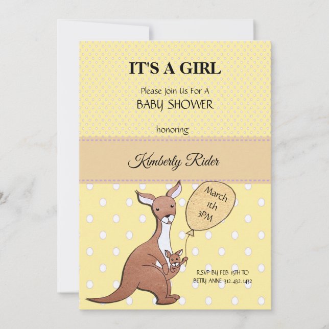 Kangaroo Mum Baby Shower Invitation (Front)