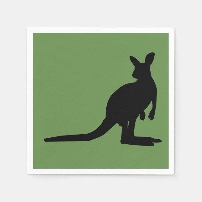 Kangaroo on Green Paper Napkins (Front)