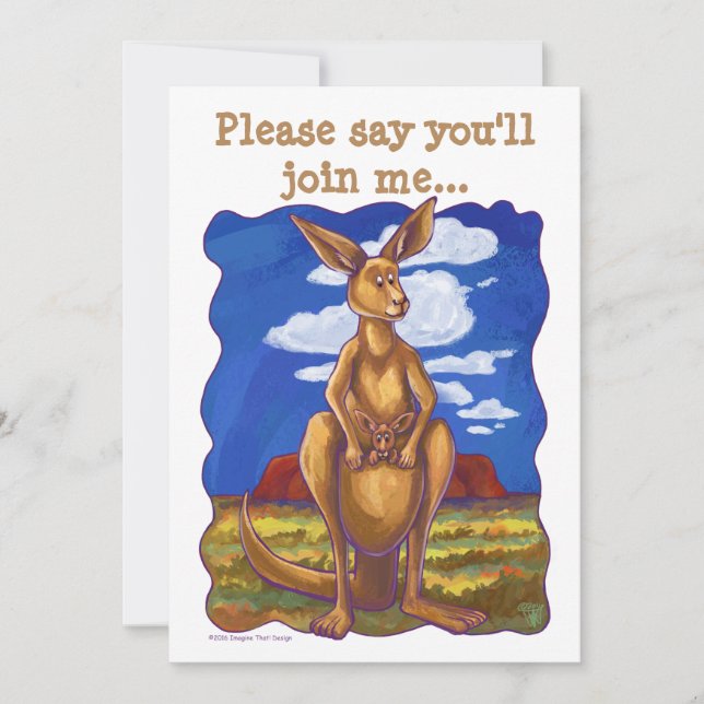 Kangaroo Party Centre Invitation (Front)