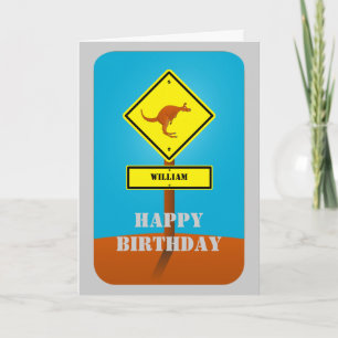 Kangaroo personalised birthday card
