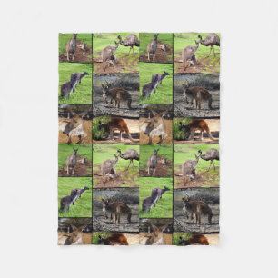 Kangaroo Photo Collage , Fleece Blanket