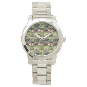 Kangaroo Photo Collage, Large Silver Unisex Watch