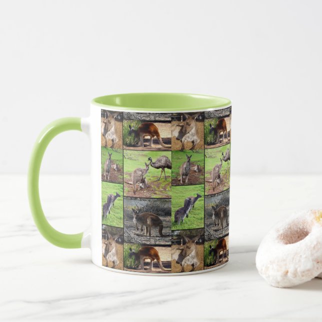 Kangaroo Photo Collage , Mug (With Donut)