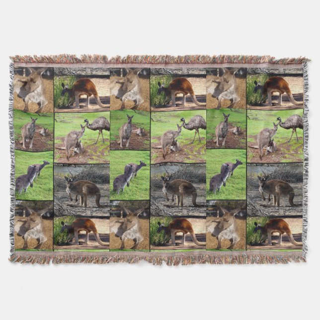 Kangaroo Photo Collage , Throw Blanket (Front)