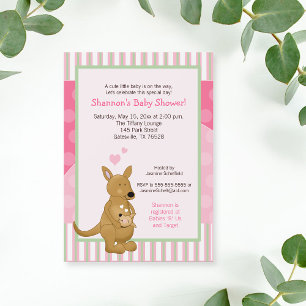 Kangaroo Pink Mummy Invitation