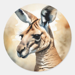 Kangaroo Portrait Animal Classic Round Sticker