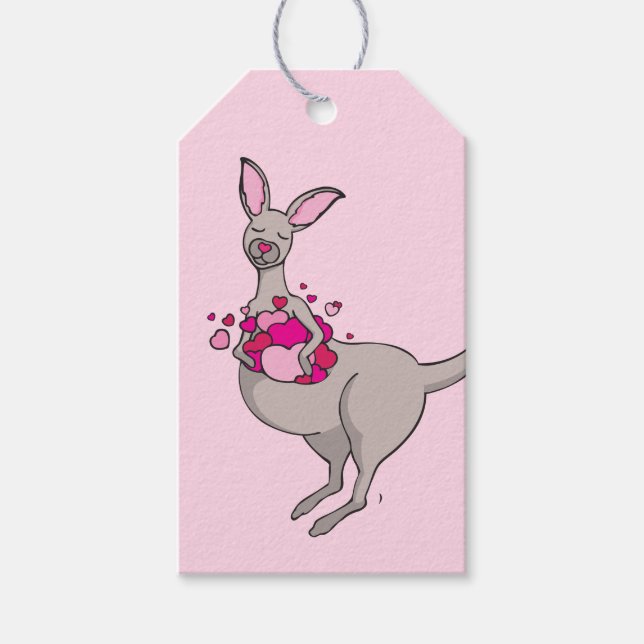 Kangaroo pouch of hearts gift tags (Front)
