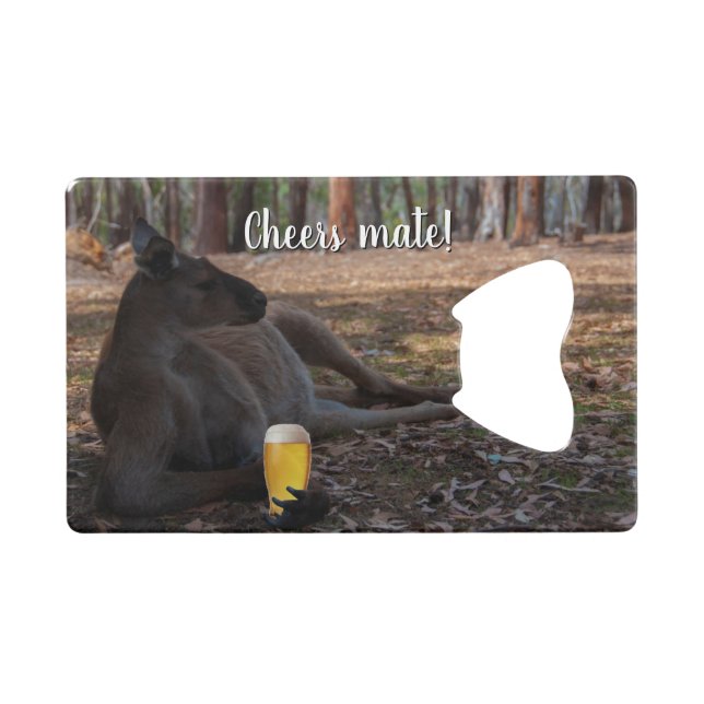 Kangaroo Relaxing with Beer Australia Funny (Front (Horizontal))