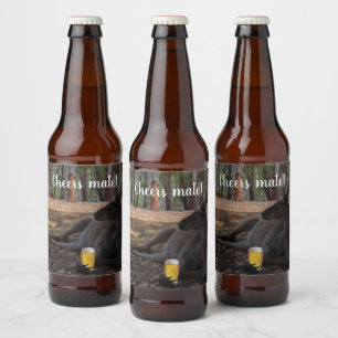Kangaroo Relaxing with Beer Australia Funny Beer Bottle Label