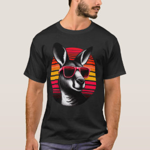 Kangaroo Retro Vintage Sunset Animal Sunglasses 70 T-Shirt