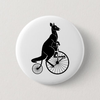 Kangaroo Riding a Penny Farthing 6 Cm Round Badge