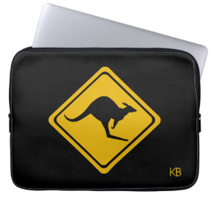 kangaroo road sign laptop sleeve