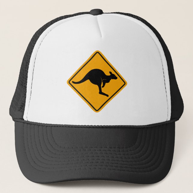 Kangaroo Road Sign Trucker Hat (Front)