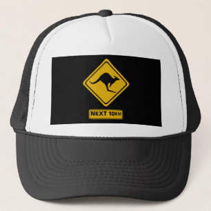 kangaroo road sign trucker hat