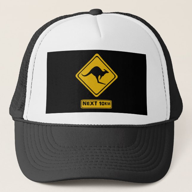 kangaroo road sign trucker hat (Front)