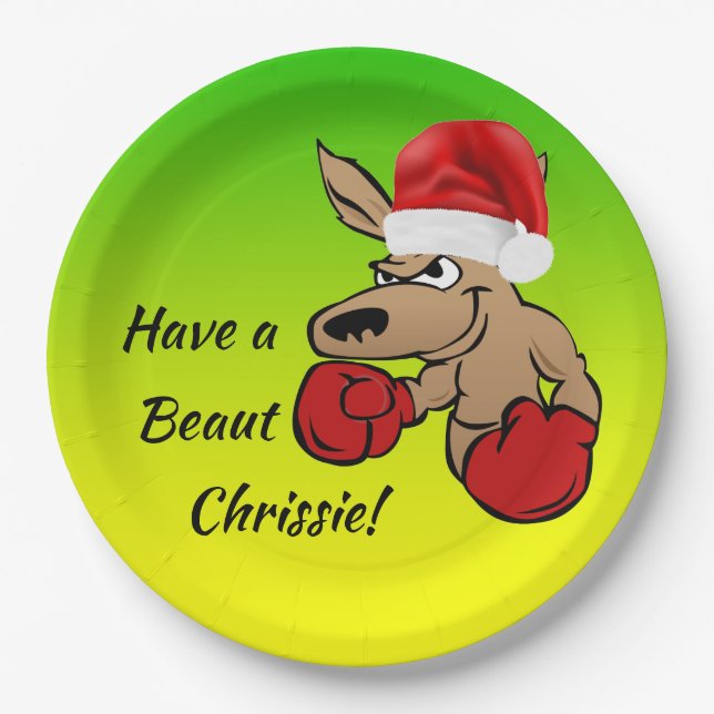 Kangaroo Santa 9" Australian Christmas Party  Paper Plate (Front)