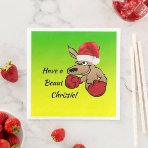 Kangaroo Santa Australian Christmas Party Napkin