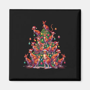 Kangaroo Santa Christmas Tree Funny Holiday Cute K Magnet
