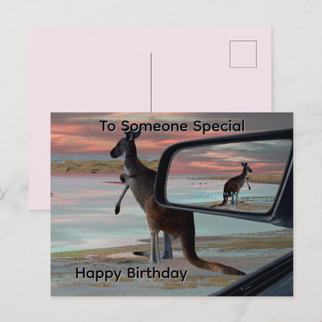 Kangaroo Seaside Breezes Illusion,  Bday Postcard (Front/Back)