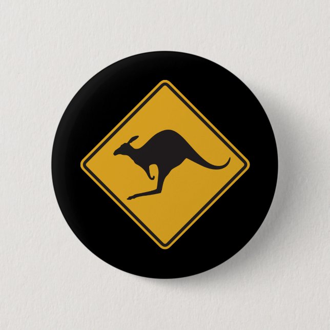 Kangaroo sign 6 cm round badge (Front)