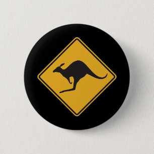 Kangaroo sign 6 cm round badge
