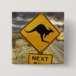 Kangaroo sign, Australia 15 Cm Square Badge