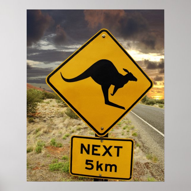 Kangaroo sign, Australia Poster (Front)