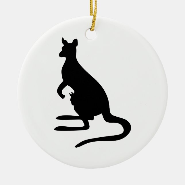 Kangaroo Silhouette Ceramic Ornament (Front)