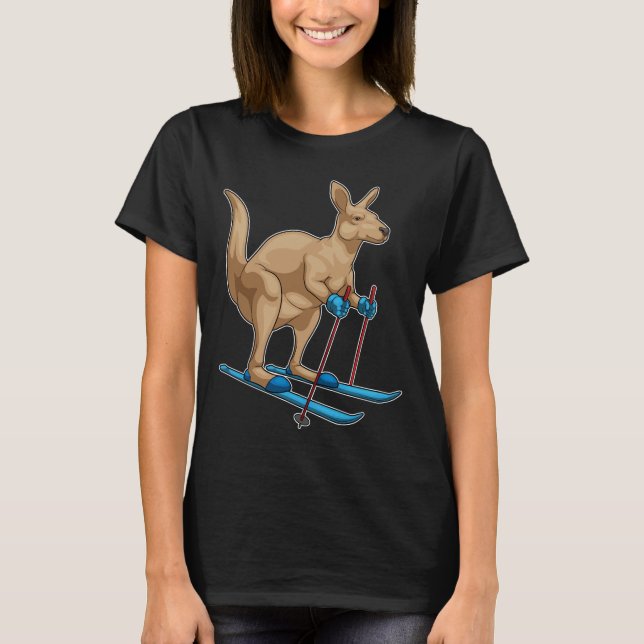 Kangaroo Skier Ski Winter sports T-Shirt (Front)