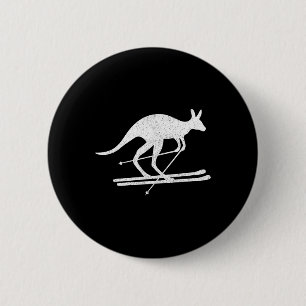 Kangaroo Skiing Fun Winter Sports Australia Travel 6 Cm Round Badge