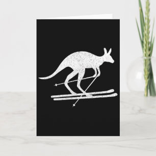 Kangaroo Skiing Fun Winter Sports Australia Travel Card
