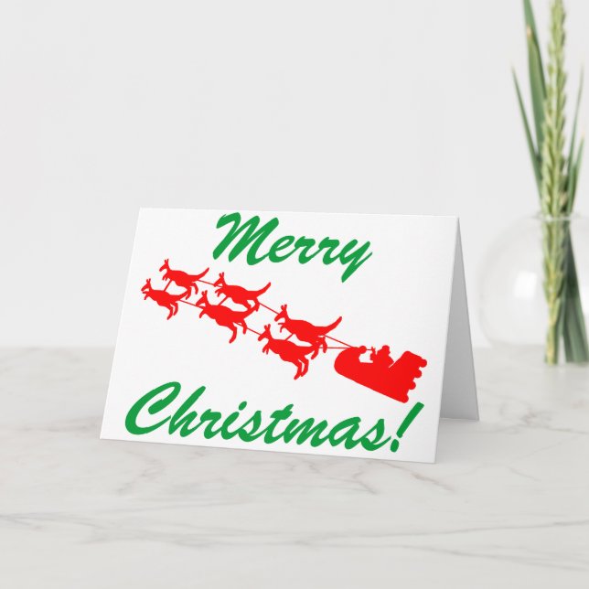 Kangaroo Sleigh Holiday Card (Front)