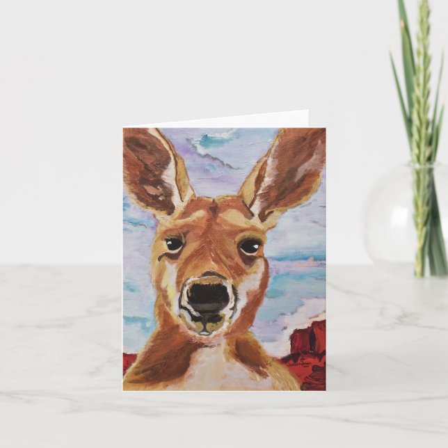 Kangaroo - Small - 4" x 5.6" - Horizontal Thank You Card (Front)