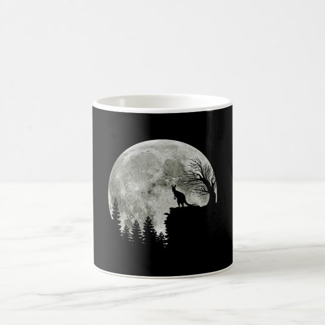 Kangaroo Stand On Mountain Spooky Halloween Moon Coffee Mug (Center)
