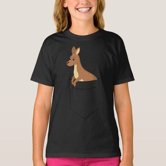 kangaroo t-shirt  little joey in a pocket tshirt (Front)