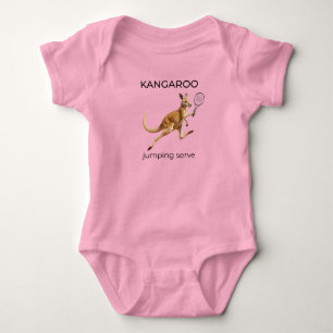 Kangaroo Tennis Player-Funny Animal Art Baby Bodysuit