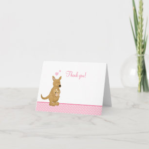 Kangaroo Thank you Notes - Mummy and Baby Pink
