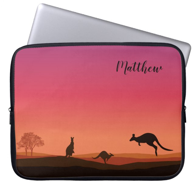 Kangaroo Themed Personalised Laptop Cover Sleeve (Front)