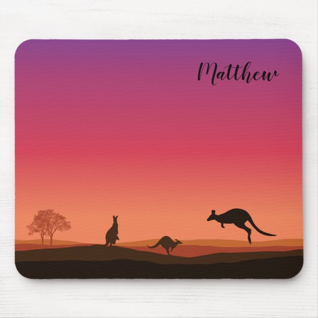 Kangaroo Themed Personalised Mouse Pad (Front)