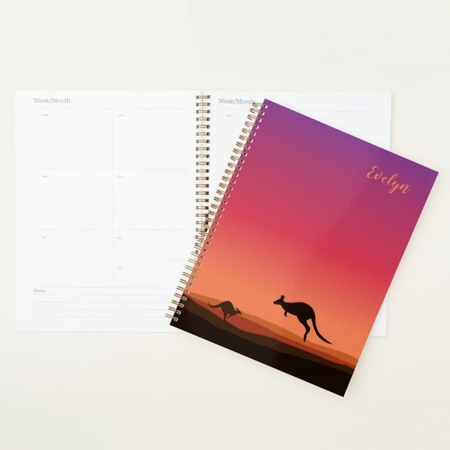 Kangaroo Themed Personalised Planner Notebook (Display)