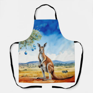 Kangaroo under gumtree with Christmas baubles Apron