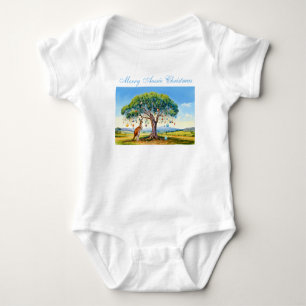 Kangaroo under gumtree with Christmas baubles Baby Bodysuit