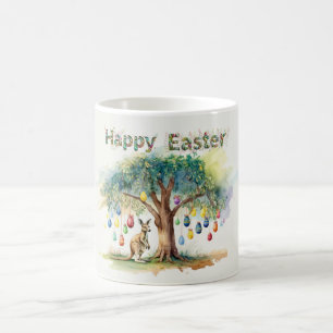 Kangaroo under gumtree with Easter eggs Coffee Mug