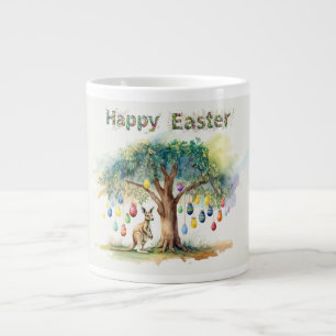 Kangaroo under gumtree with Easter eggs Large Coffee Mug