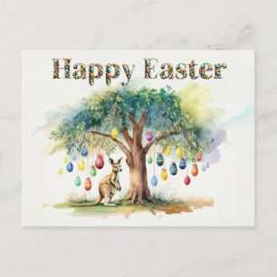 Kangaroo under gumtree with Easter eggs Postcard